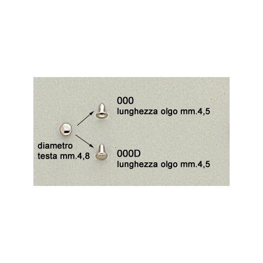 Szegecs mini, duplafejű, nikkel, 5 mm
