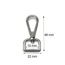 Lapos karabiner, nikkel, 20 mm