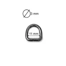 Vas D-karika, 11 x 3 mm, fekete nikkel