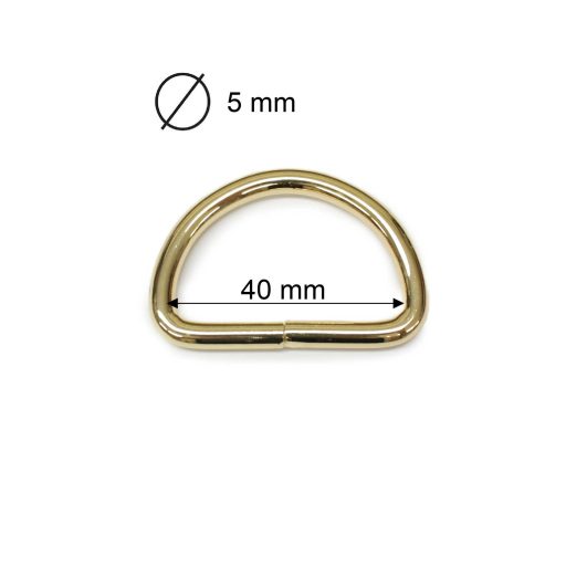Vas D karika, 40x25x5 mm, arany