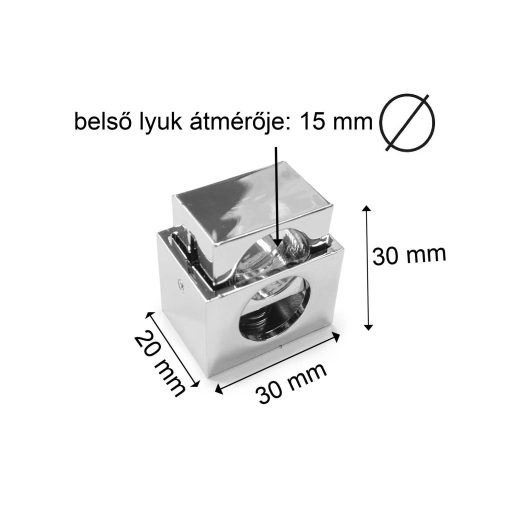 Rugós zsinórhúzó kocka, 2x8 mm-es zsinórhoz, nikkel