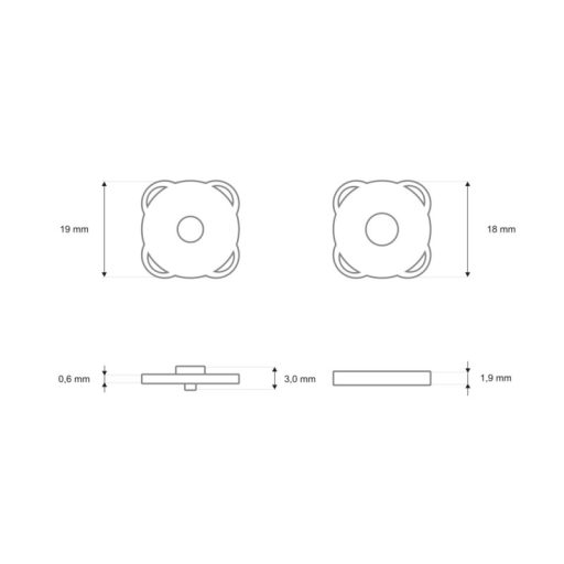 Lapos felvarrható mágneszár, nikkel, 18 x2 mm