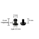 Pisztolygomb, fekete nikkel, 5 mm