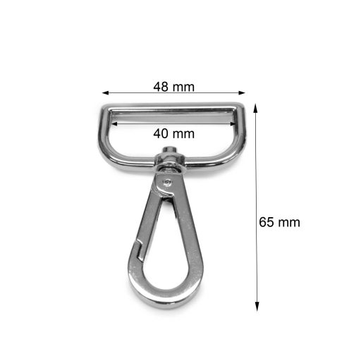Lapos karabiner, nikkel, 40 mm