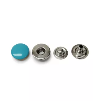 Türkizkék színű kesztyű patent, nikkel, 14 mm