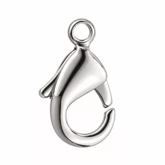   Kisméretű ékszerkarabiner – ezüst színű, nikkelmentes, 15 mm