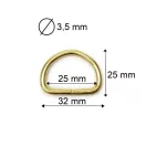 Vas D-karika, 25 x 3,5 mm, arany