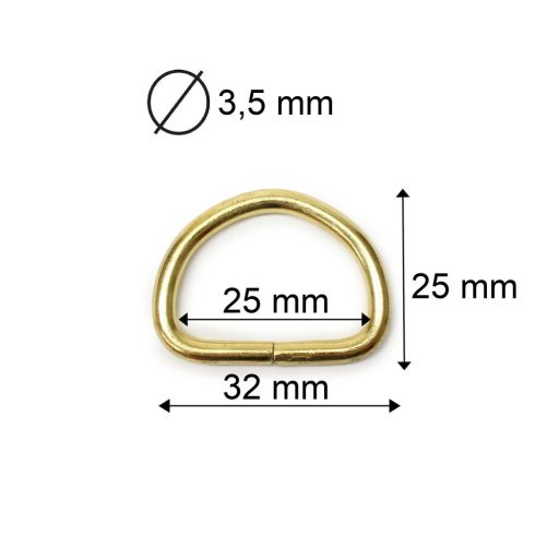 Vas D-karika, 25 x 3,5 mm, arany