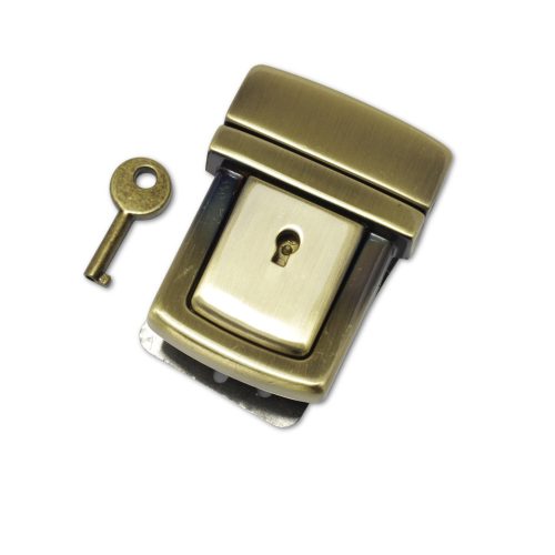 Kulcsos tuck zár, antik, 51 mm x 42 mm