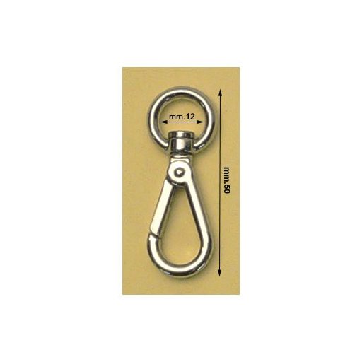 Karabiner, nikkel, 12 mm