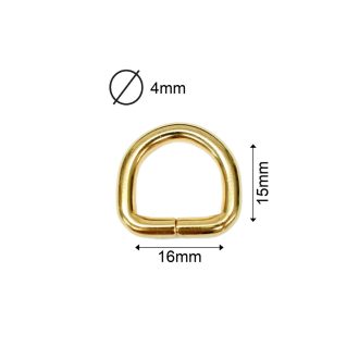 Vas D-karika, 16x15x4 mm, arany