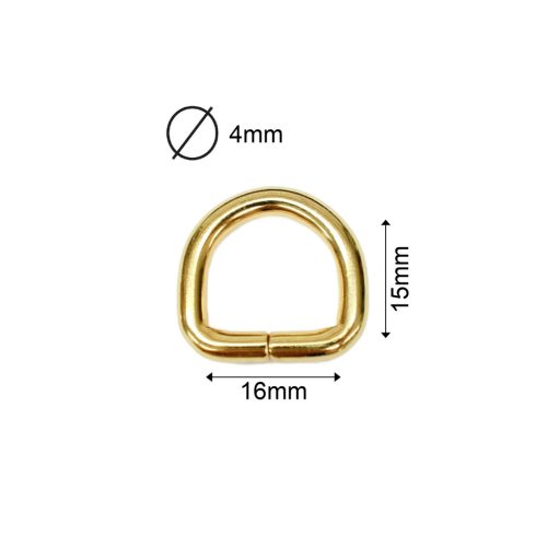 Vas D-karika, 16x15x4 mm, arany