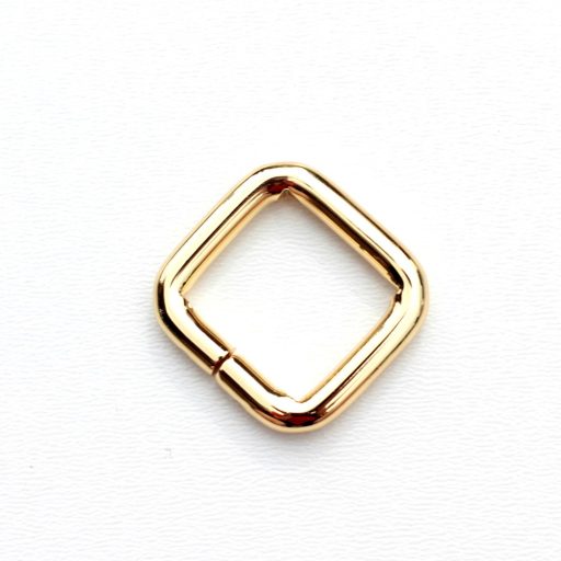 Vas négyzet fogótartó, arany, 20 mm x 20 mm
