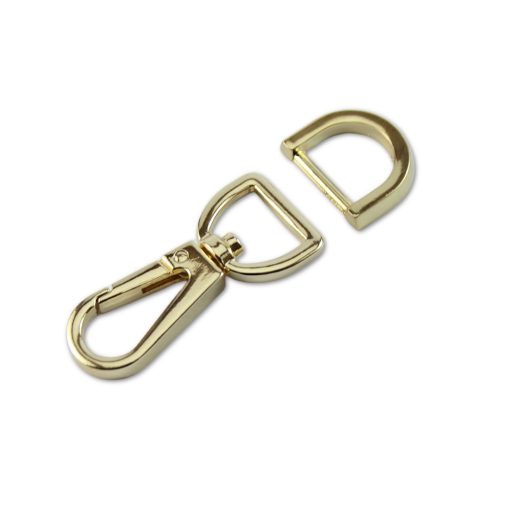 Lapos karabiner, 15 mm, arany
