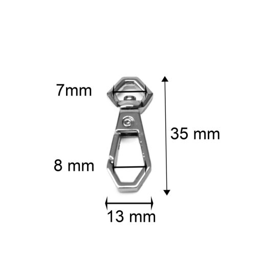 Karabiner szögletes, arany, 7 mm