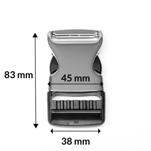 Fém és műanyag hevedercsat, 38 mm