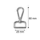 Lapos karabiner magas, nikkel, 25 mm
