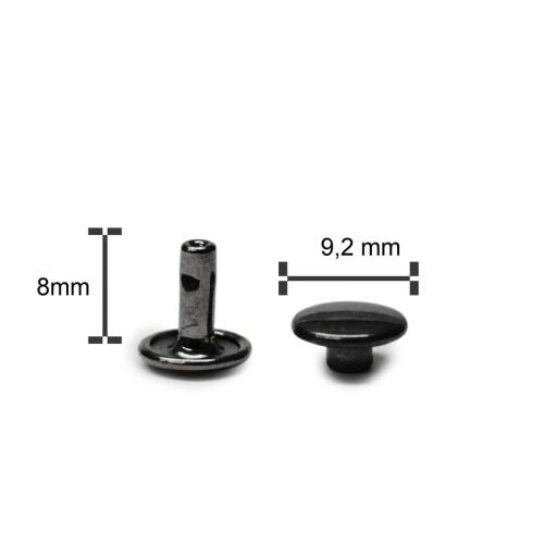 Dupla fejű szegecs, fekete, 9,2 mm
