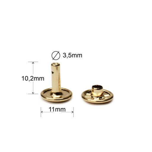 Dupla fejű szegecs, arany, 11 mm