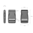 Műanyag hevedercsat, szürke, 30 mm