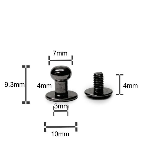 Pisztolygomb, fekete nikkel, 7 mm, réz