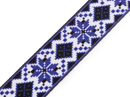 Kék fehér, festett műszálas heveder, 38 mm