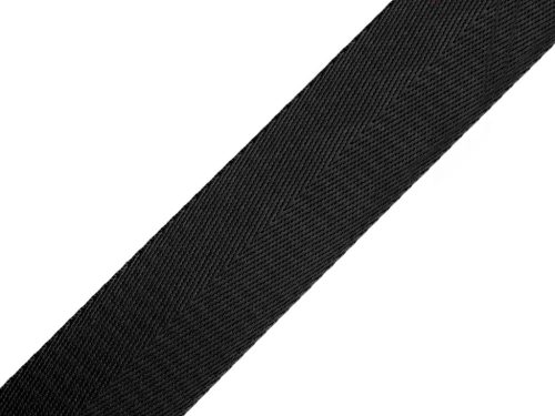 Szatén heveder fekete, 38 mm, halszálka