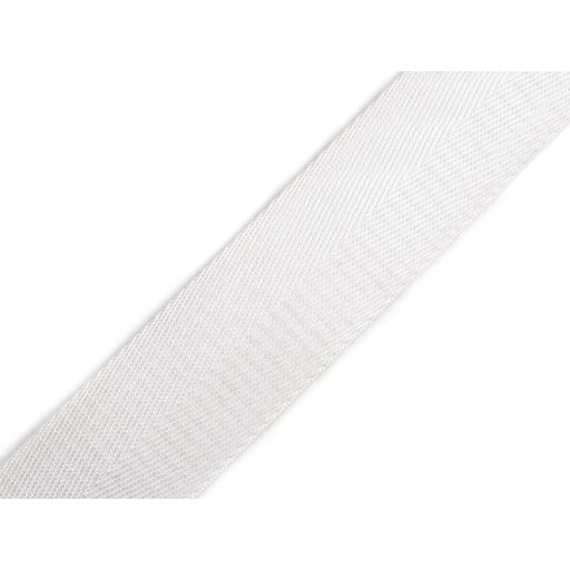 Szatén heveder fehér, 38 mm, halszálka