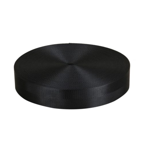 Szatén heveder fekete, 38 mm, halszálka