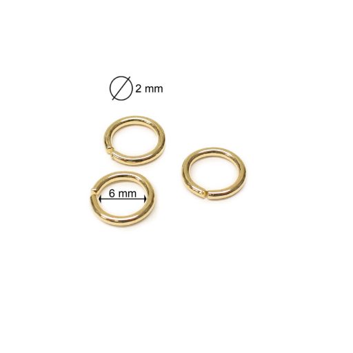Kisméretű vas karika, arany, 6 x 2 mm