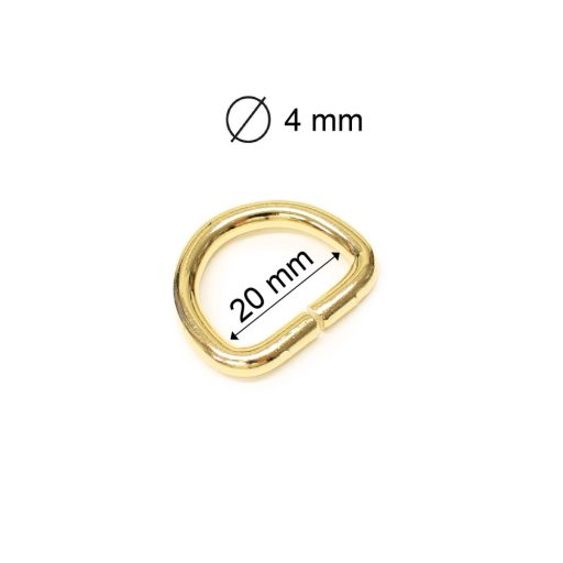 Vas D-karika, arany, 20x17x4 mm