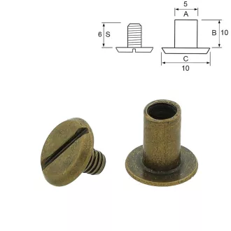 Övcsavar, 10x10 mm, antik
