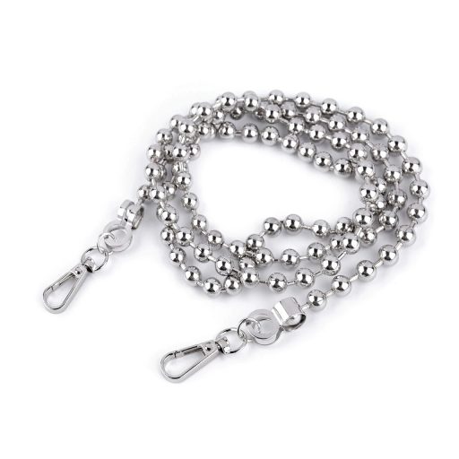 Golyós táska lánc karabinerrel, nikkel, 120 cm