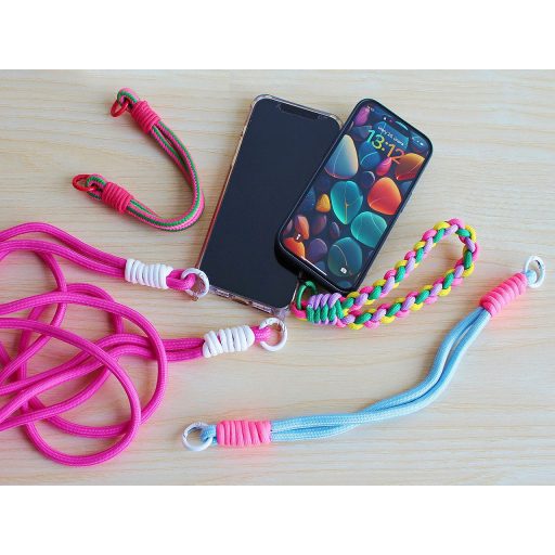 Színes csomózott vállpánt mobiltelefonhoz, 128 cm, pink