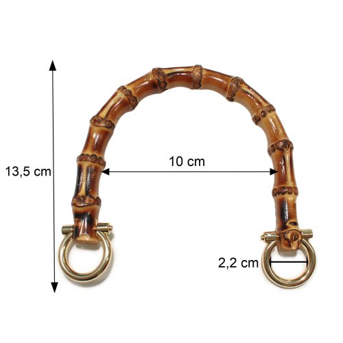 Bambusz táskafül, íves, 10 cm, arany