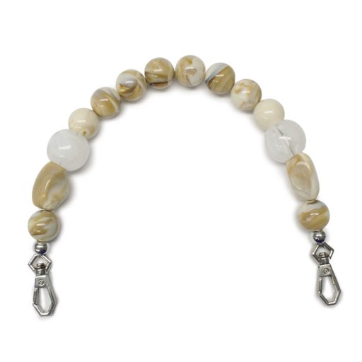 Gyöngyös rövid táskafül, bézs, 35 cm