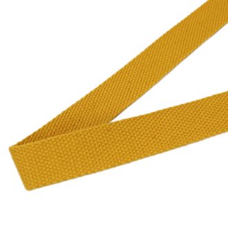 Pamut-műszál heveder, mustársárga színű, 25 mm