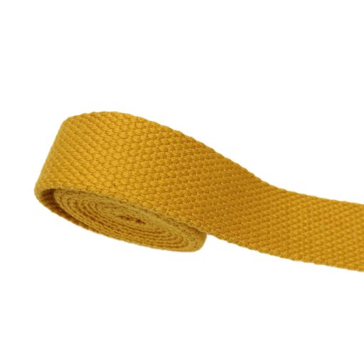 Pamut-műszál heveder, mustársárga színű, 25 mm