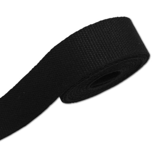 Pamut heveder, fekete, 40 mm