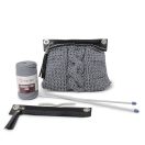 Horgolható cipzáras táska szett bőrből, kék