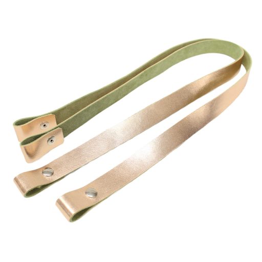 Bőr táskafül pár, natúr, 60 cm, nikkel