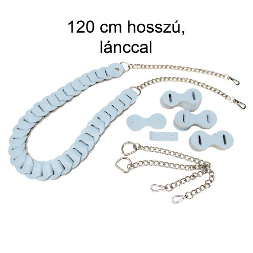 DIY Bőrpánt Szett, Világoskék, 120 cm hosszú, lánccal
