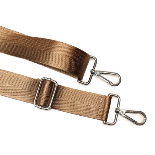 Levehető táska pánt karamell színű szatén hevederből, 4 cm széles