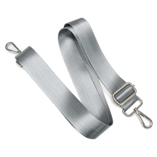 Levehető táska pánt szürke színű szatén hevederből, 4 cm széles