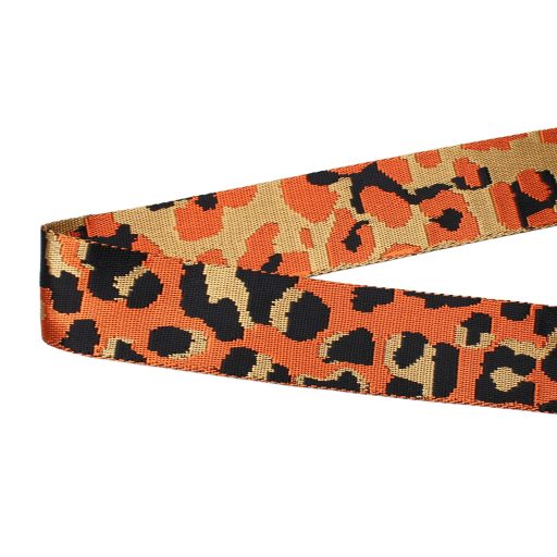 ÚJ DESIGN! Leopárd mintás táskapánt, fekete-fehér, 40 mm, ezüst