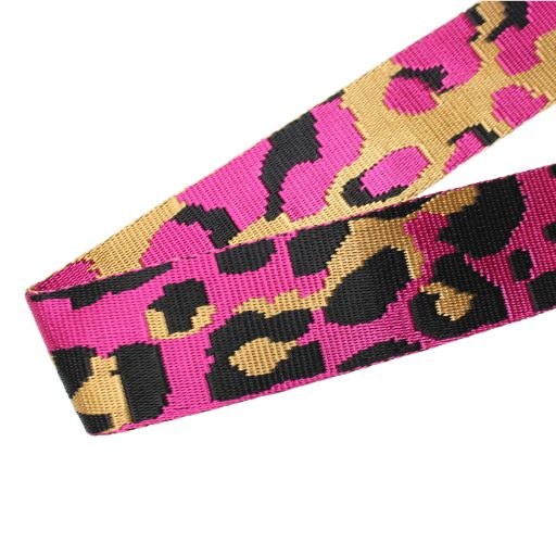 ÚJ DESIGN! Leopárd mintás táskapánt, pink, 40 mm, ezüst