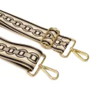 Virágmintás széles táskafül, arany 40 mm