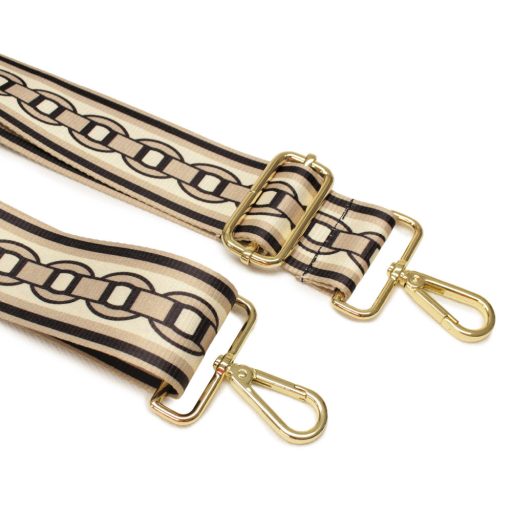 Virágmintás széles táskafül, arany 40 mm