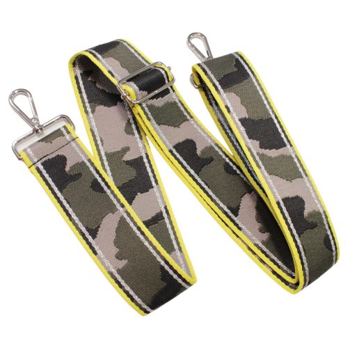 Neon sárga-military mintás, széles táskafül, 50 mm