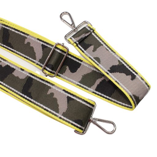 Neon sárga-military mintás, széles táskafül, 50 mm